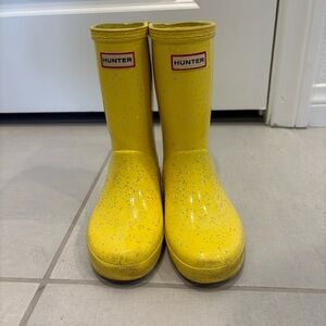 Hunter Kids Glitter Yellow Rain Boots